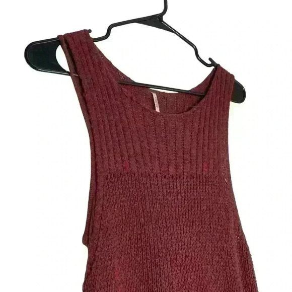 Free People maroon Waterfall Knit swing crew neck Dress with slip size Small - Picture 7 of 15